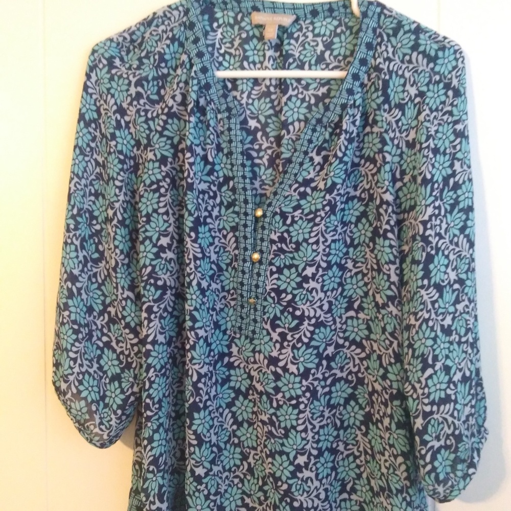 Blue Patterned Blouse